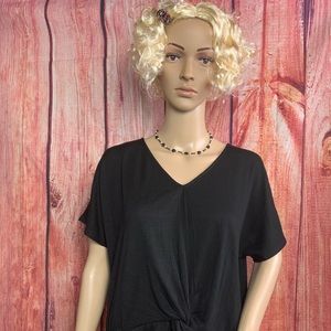 Pink Rose hi-lo black, rouched front top NWT